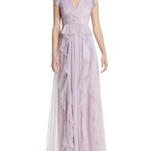 BCBGMAXAZRIA Ruffled Point D'esprit Gown
